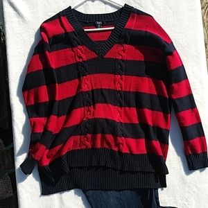 Chaps retro striped cable knit Sweater large
